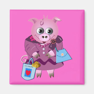 Niedlicher Liebeeinkauf Magnet Fräuleins Piggy