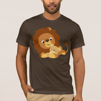 Niedlicher liebevoller Cartoon-Löwe-Vater und T-Shirt