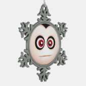 Niedlicher Lil Vampire Halloween Emoji Schneeflocken Zinn-Ornament (Links)