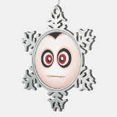 Niedlicher Lil Vampire Halloween Emoji Schneeflocken Zinn-Ornament (Rechts)
