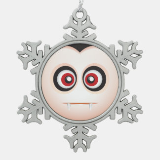 Niedlicher Lil Vampire Halloween Emoji Schneeflocken Zinn-Ornament