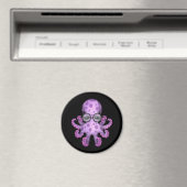 Niedlicher Lila Babytopus mit schwarzer Brille Magnet (In Situ (Geschirrspüler))