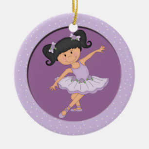 Niedlicher lila Ballett-Stern der Ballerina-3 Keramik Ornament