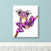 Niedlicher Lila Baumfrosch mit Augenbrille auf Wei Leinwanddruck (Insitu (Holzboden))