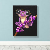 Niedlicher Lila Baumfrosch mit Brille mit Sternen Leinwanddruck (Insitu (Holzboden))