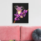 Niedlicher Lila Baumfrosch mit Brille mit Sternen Leinwanddruck (Insitu (Wohnzimmer))