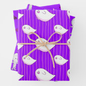 Niedlicher Lila Boo Ghost Halloween Trick oder Tre Geschenkpapier Set (Beispiel)