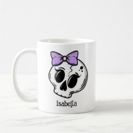 Niedlicher Lila Bow Halloween Skull Custom Kaffeetasse
