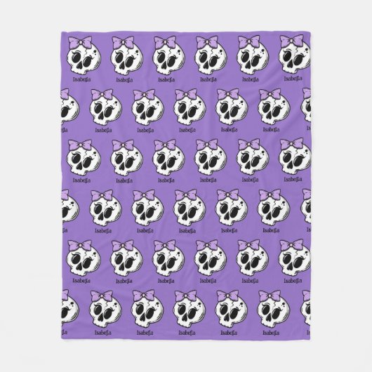 Niedlicher Lila Bow Halloween Skull Individuelle N Fleecedecke (Vorderseite)