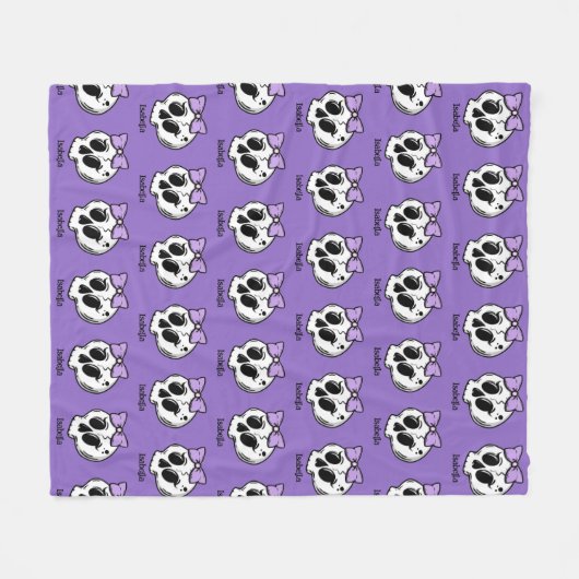 Niedlicher Lila Bow Halloween Skull Individuelle N Fleecedecke (Vorderseite (Horizontal))