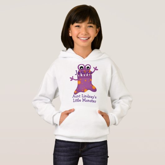 Niedlicher Lila Cartoon Blockmonster Spaß für Kind Hoodie (Vorne ganz)
