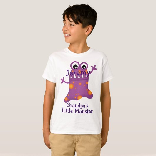 Niedlicher Lila Cartoon Blockmonster Spaß für Kind T-Shirt (Vorne ganz)