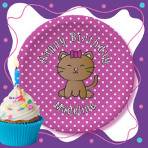 Niedlicher Lila Cat Cartoon Sweet Kid's Geburtstag
