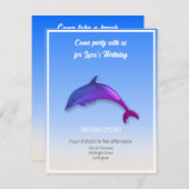 Niedlicher lila Delfin - Geburtstagsparty Einladung (Vorne/Hinten)