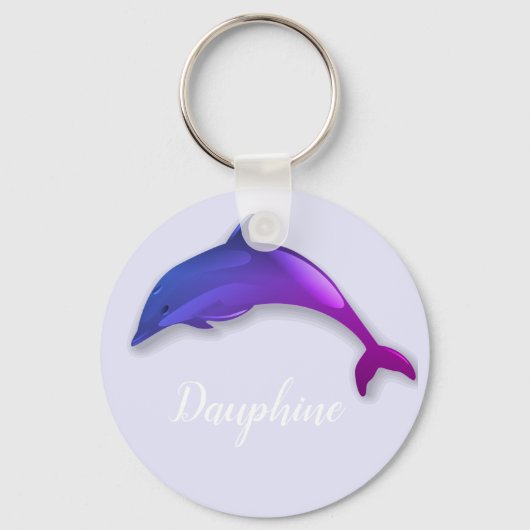 Niedlicher lila Delphin in Lavendel - Name hinzufü Schlüsselanhänger (Vorderseite)