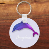 Niedlicher lila Delphin in Lavendel - Name hinzufü Schlüsselanhänger (Vorderseite)