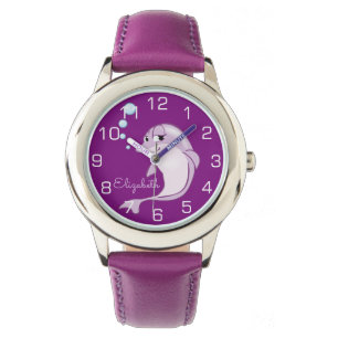 Niedlicher lila Delphin personalisiert Armbanduhr