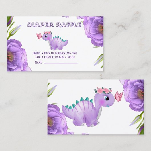 Niedlicher Lila Dinosaurier-Butterfly-Windeln Visitenkarte (Vorne/Hinten)