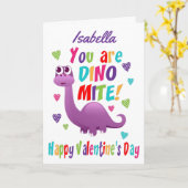 Niedlicher Lila Dinosaurier Dinomite Valentinstag Karte (Gelbe Blume)