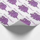 Niedlicher lila Dinosaurier-Glücklicher Geschenkpapier (Ecke)