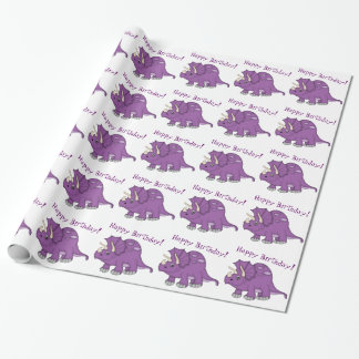 Niedlicher lila Dinosaurier-Glücklicher Geschenkpapier