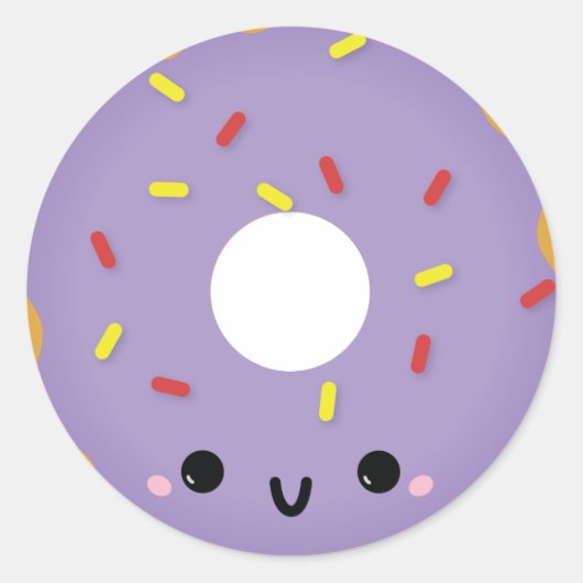 Niedlicher Lila Donut-Sticker Runder Aufkleber (Vorderseite)