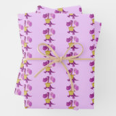 Niedlicher Lila Drache mit Kuchen und Balloons Geschenkpapier Set (Beispiel)