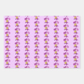 Niedlicher Lila Drache mit Kuchen und Balloons Geschenkpapier Set (Vorderseite)