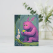 Niedlicher Lila Drache und Ostersonnige Farbe Postkarte (Stehend Vorderseite)