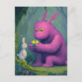 Niedlicher Lila Drache und Ostersonnige Farbe Postkarte (Vorderseite)