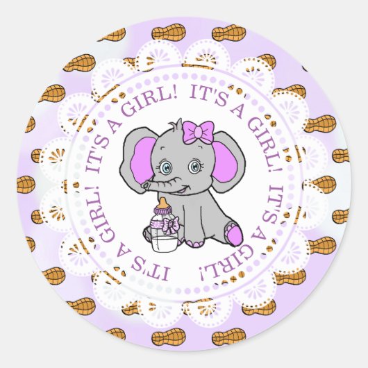 Niedlicher Lila Elefant Runder Aufkleber (Vorderseite)