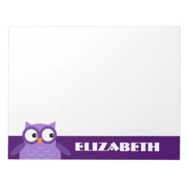 Niedlicher Lila Eule-Individuelle Name für ihren A Notizblock