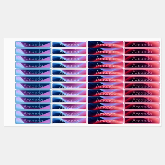 Niedlicher lila Farbverlaufsname Etiketten (Blatt)