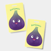 Niedlicher, lila Feigenfrucht-Cartoon Ausweis (Vorder- & Rückseite)