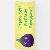 Niedlicher, lila Feigenfrucht-Cartoon Banner (Vertikal)