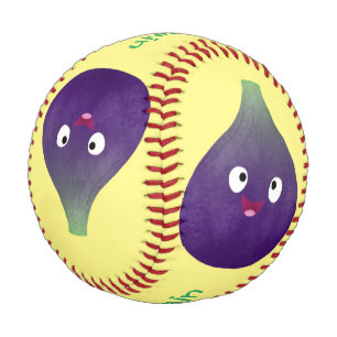 Niedlicher, lila Feigenfrucht-Cartoon Baseball