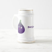 Niedlicher, lila Feigenfrucht-Cartoon Bierglas (Vorderseite Links)