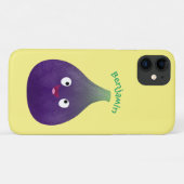 Niedlicher, lila Feigenfrucht-Cartoon Case-Mate iPhone Hülle (Rückseite (Horizontal))