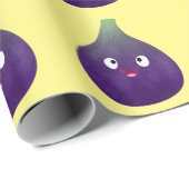 Niedlicher, lila Feigenfrucht-Cartoon Geschenkpapier (Rolleneckpunkt)