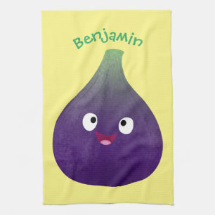 Niedlicher, lila Feigenfrucht-Cartoon Geschirrtuch