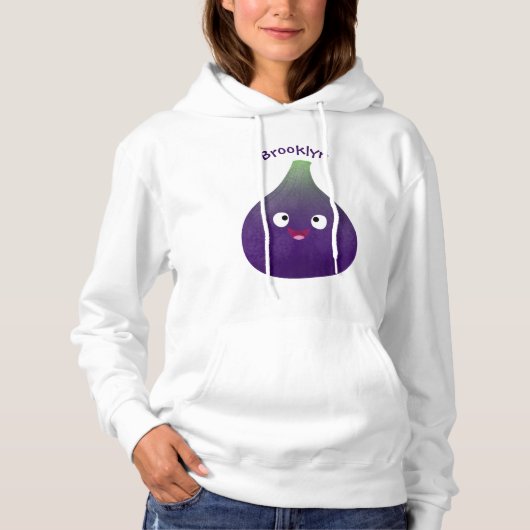 Niedlicher, lila Feigenfrucht-Cartoon Hoodie (Vorderseite)