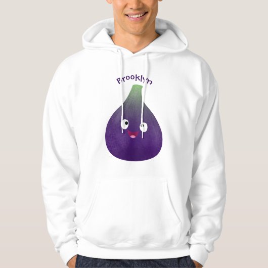 Niedlicher, lila Feigenfrucht-Cartoon Hoodie (Vorderseite)