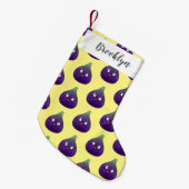 Niedlicher, lila Feigenfrucht-Cartoon Kleiner Weihnachtsstrumpf (Vorderansicht (hängend))