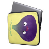 Niedlicher, lila Feigenfrucht-Cartoon Laptopschutzhülle (Vorderseite Links)