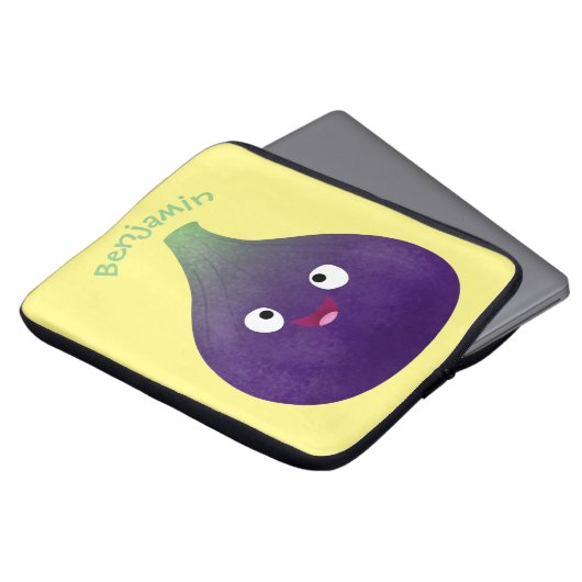 Niedlicher, lila Feigenfrucht-Cartoon Laptopschutzhülle (Vorne Oben)