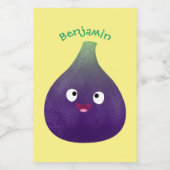 Niedlicher, lila Feigenfrucht-Cartoon Lebensmitteletikett (Einzelnes Label)