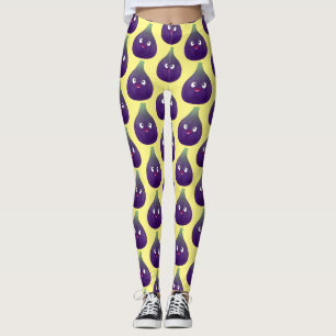 Niedlicher, lila Feigenfrucht-Cartoon Leggings
