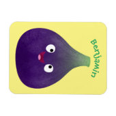 Niedlicher, lila Feigenfrucht-Cartoon Magnet (Horizontal)