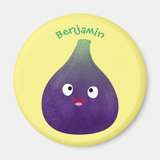 Niedlicher, lila Feigenfrucht-Cartoon Magnet (Vorne)