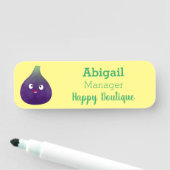 Niedlicher, lila Feigenfrucht-Cartoon Namensschild (Beispiel)